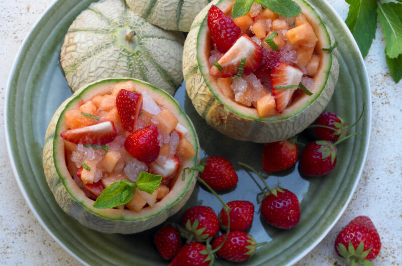 Salade de melon aux fraises